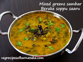 mixed greens sambar or soppu saaru recipe