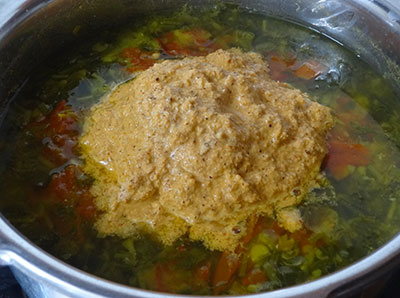 ground spices for mixed greens sambar or soppina huli saaru