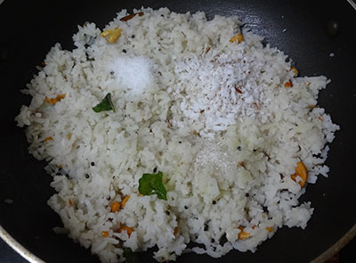 coconut, salt and sugar for mosaru avalakki or curd poha