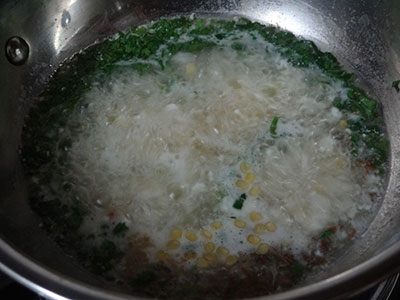 boiling curd and spices for mosaru kodubale or kodbale