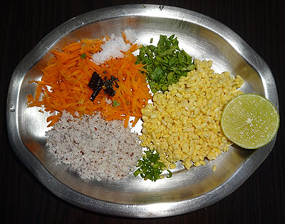 ingredients for hesarubele carrot kosambari recipe