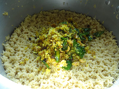 mixing navane or foxtail millet pongal