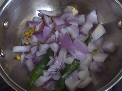 onion and green chilies for onion coriander leaves chutney
