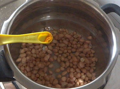turmeric for boiled peanut chat or shenga or kadlekai chaat