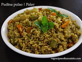 pudina pulao or rice recipe