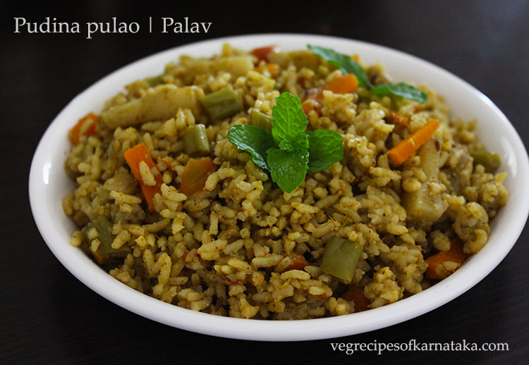 Pudina pulao or pudina rice recipe