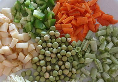 vegetables for pudina pulao or pudina rice