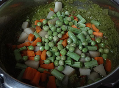 fry vegetables for pudina pulao or pudina rice