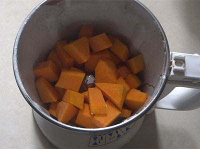 chopped pumpkin for cheenikai dose or pumpkin dosa