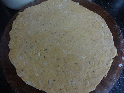 roll the dough for radish paratha or mooli paratha