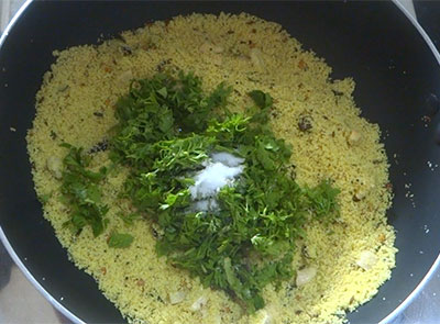 salt and coriander leaves for rave idli or rava idli