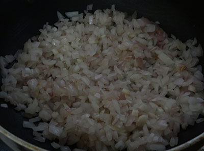 frying chopped onion for rava uttapam or instant rave uthappa