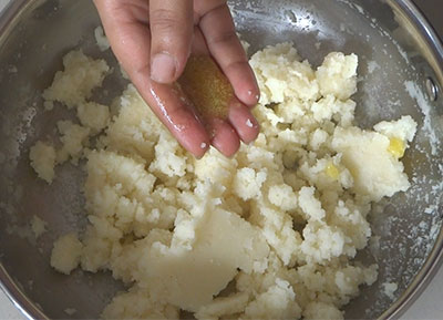 kneading dough for rave modaka or rava modak