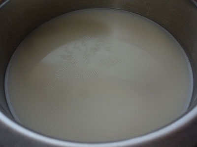 boiling milk for rave payasa or rava kheer