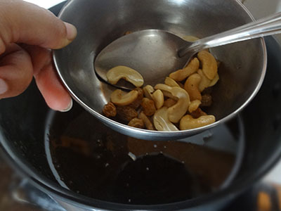 fried cashews and raisins for rave payasa or rava kheer