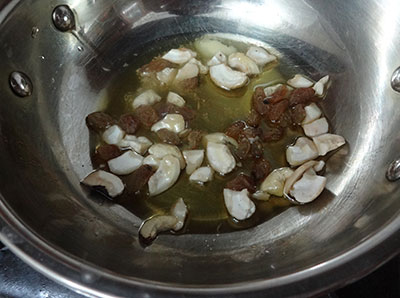 cashews and raisins for rave unde or rava laddu or suji ladoo