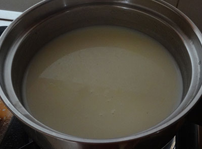 boiling milk for sabakki payasa or sago kheer