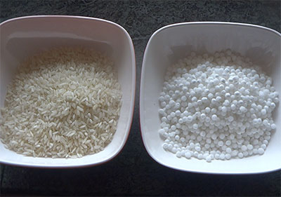 rice and sago pearls for sabakki dose or sabudana dosa