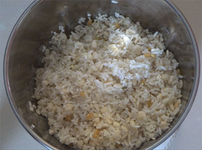 soaked rice and lentils in the grinder for sabsige soppu dose or dosa recipe