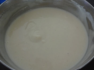 Preparingcake batter for steamed eggless cake