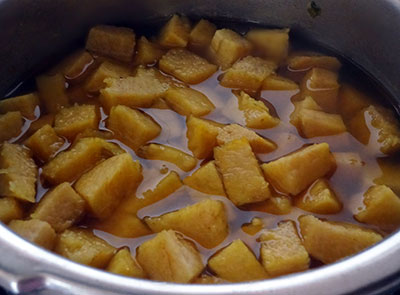 cooked yam for suvarna gadde huli or yam sambar