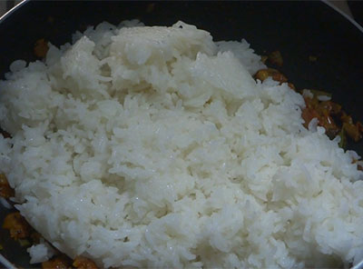 cooked rice for tomato chitranna or tomato rice recipe