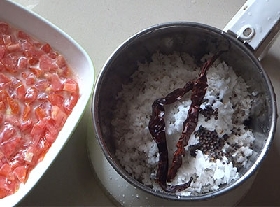 grinding ingredients for tomato sasive or tomato raita