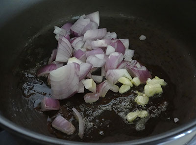 frying garlic and onion for tomato soup