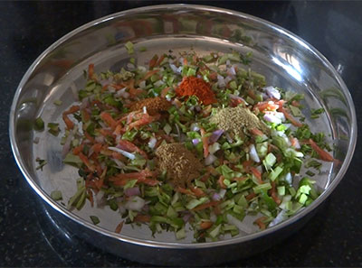 spices for Veg paratha or vegetable parota recipe