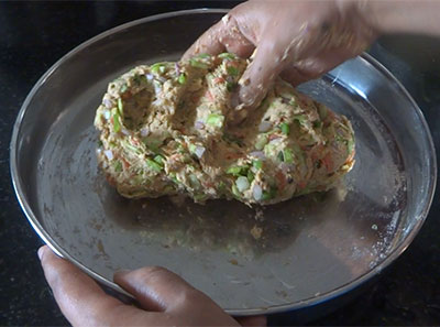 kneading dough for veg paratha or vegetable parota recipe