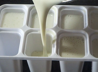 blended milk in mould for wheat flour milk kulfi or doodh ice candy