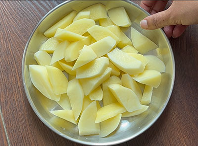 chopped potatoes for Aloo fry or potato side dish