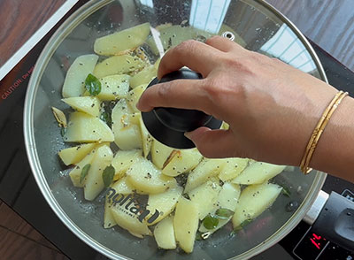 cooking potatoes for Aloo fry or potato side dish