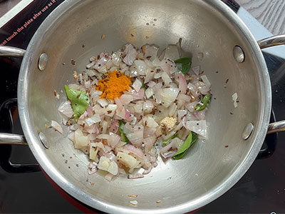 turmeric and hing for badanekayi rasa palya or brinjal gojju recipe