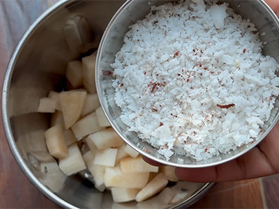 coconut for bale dindu or banana stem chutney recipe