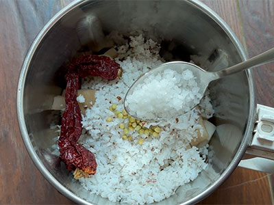 salt for bale dindu or banana stem chutney recipe