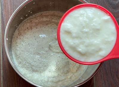 ground paste and curd for bale dindu mosaru sasive or banana stem raita