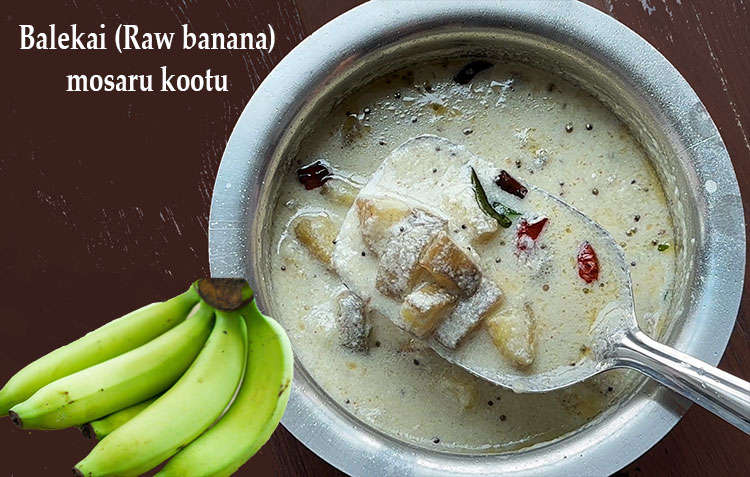 balekai mosaru kootu or raw banana majjige huli