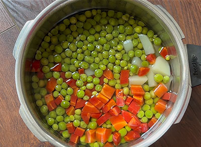 green peas, potato and carrot for batani kurma or green peas curry recipe