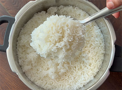 cooked rice for beetroot rice or pulao recipe