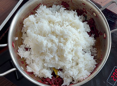 cooked rice for beetroot rice or pulao recipe