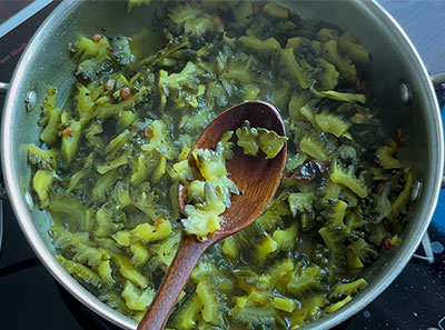 water for hagalakayi palya or bitter gourd stir fry