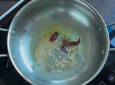 tempering for hagalakayi palya or bitter gourd stir fry