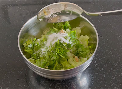 coriander leaves and salt for jeerige ganji recipe