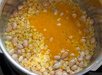 dal and peanuts for kadambam or sambar rice recipe