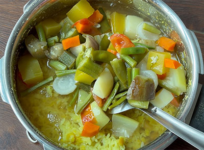 cooked vegetables for kadambam or sambar rice recipe