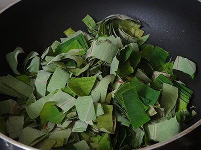 chopped leaves for kesuvina ele chutney or taro leaves chutney
