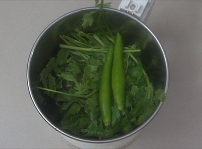 mint, coriander and green chili for pani puri recipe