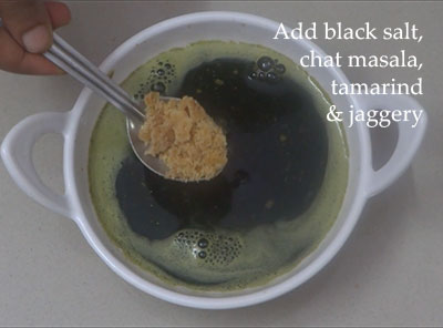 black salt, chat masala, tamarinf and jaggery for pani puri recipe