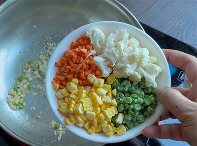 mixed vegetables for ragi soup or finger millet recipe